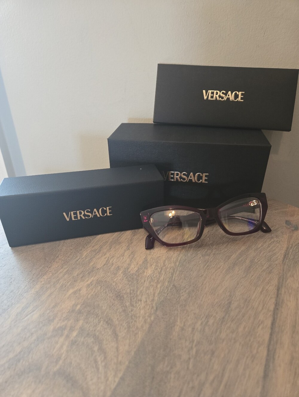 Versace VE3512 Burgundy Cat Eye Eyeglass Frames 52-17 Italy w/ Original Lenses &